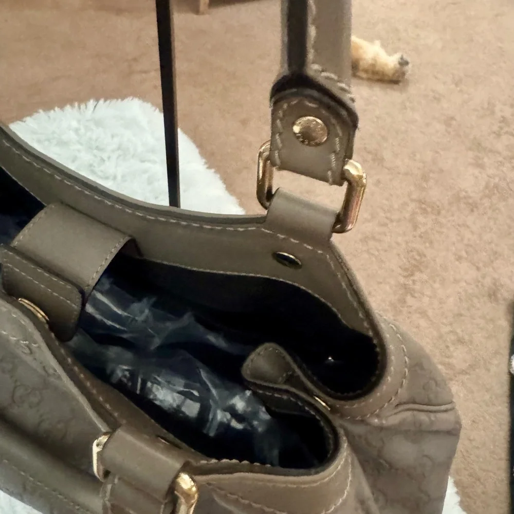 Gucci Gray / Taupe Monogram Pleated Hobo with Gold Hardware - Picture 7 of 14